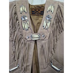 Biker / Native American Leather Fringe /Faux Bone Custom Made Vest Unisex